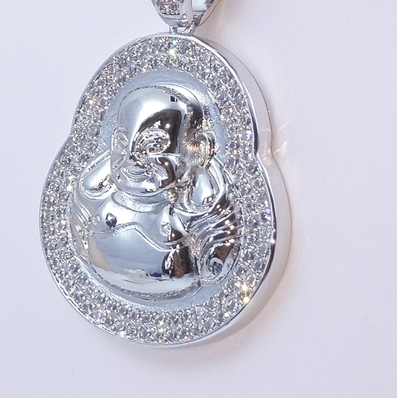Icy Buddha Pendant + 18" Rope Chain - Picture 7 of 7